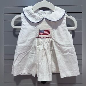 ✨Patriotic Smocked Baby Dress 18M • White USA Flag • 4th of July / Memorial Day✨